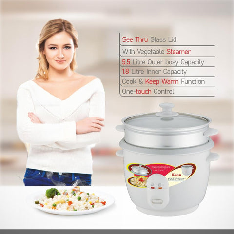 Rico RC907 Electric Rice Cooker (White)