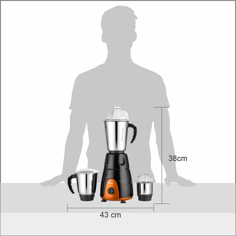 Rico Mixer Grinder MG123 550W with 3 Jars (Orange/Black) - RIC129