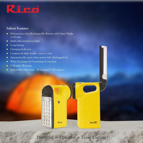 Rico EL1704 Rechargeable Emergency Light (Yellow) – Rico India