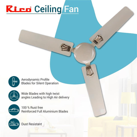 Rico Ceiling Fan CF810 1400mm (Ivory Decorative)-RIC032