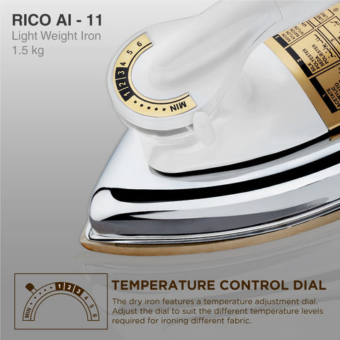 Rico Iron Dry AI11 (Heavy) 3 yrs Replacement Warranty (1.5kg) - RIC020