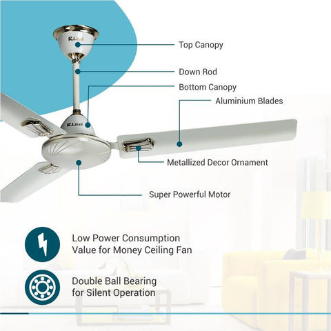 Rico Ceiling Fan CF808 1200mm (Ivory Decorative) 48”- RIC031