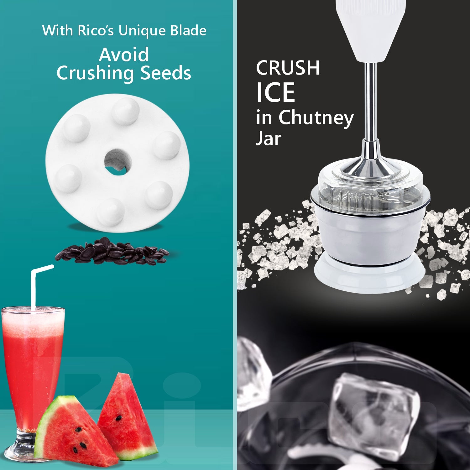 Rico Blender with Chutney and Juicer Jar (White) HBCJ 150w RIC067