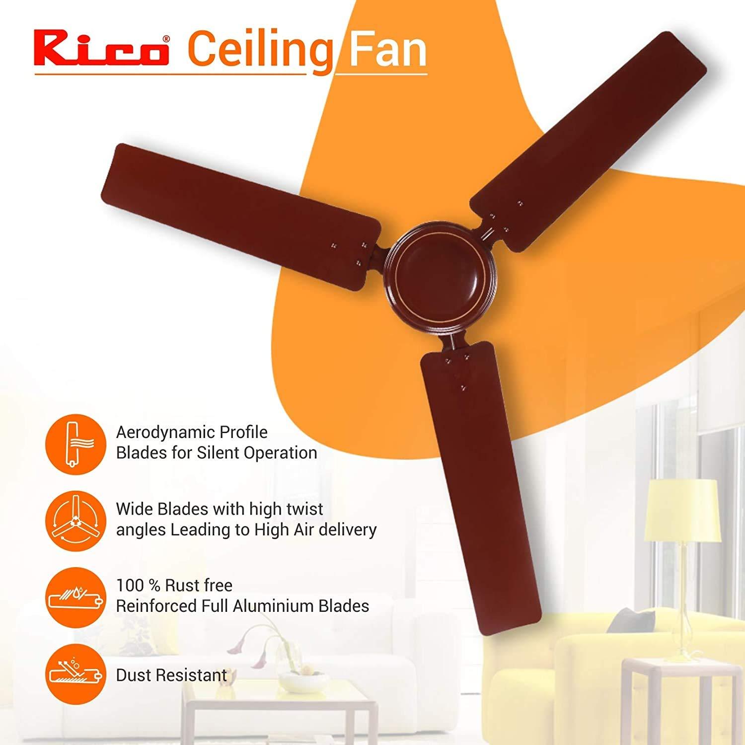 Zain Rico Fan Rico Ceiling Fan CF807 1200mm (Brown) - RIC048– Rico Mauritius
