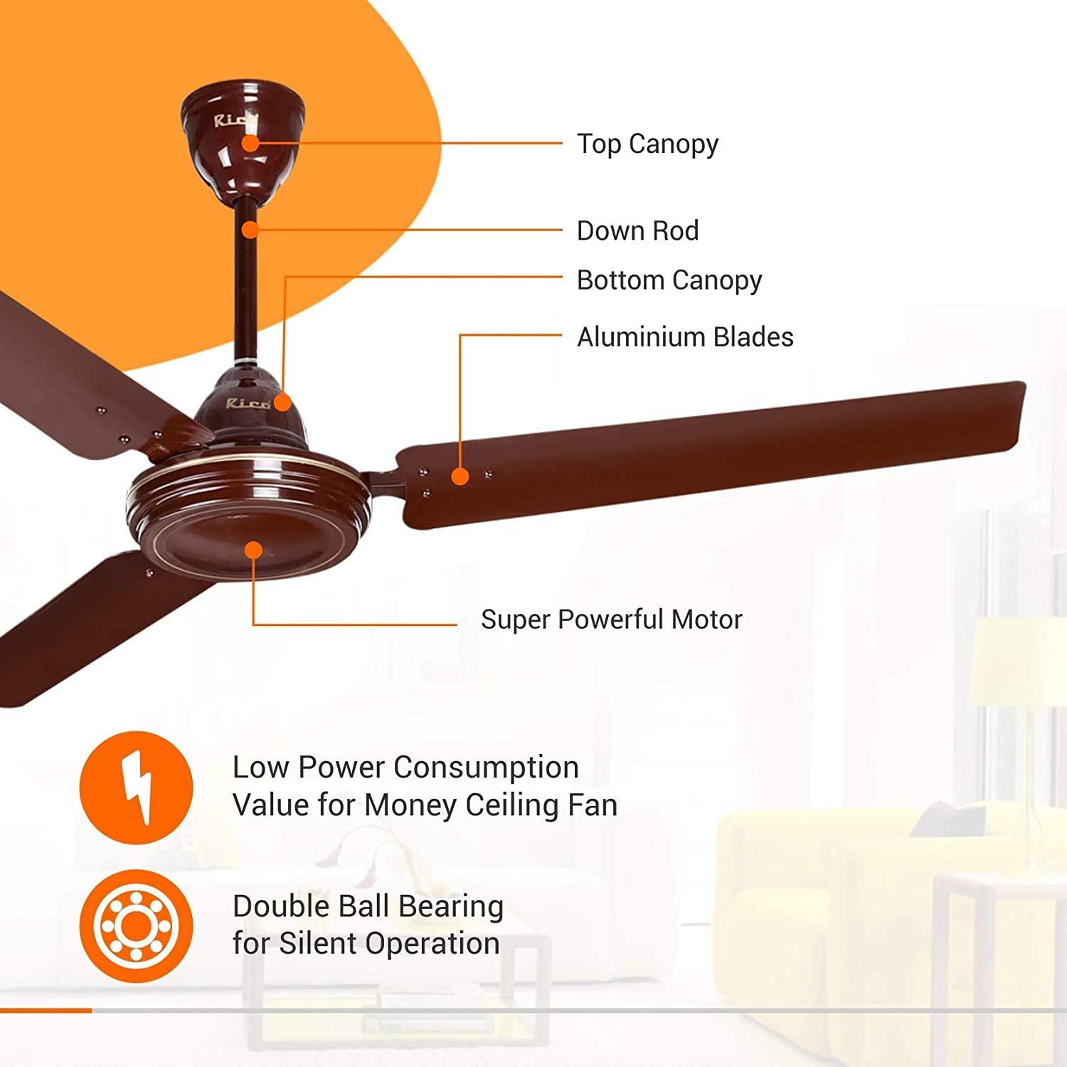 Rico Ceiling Fan CF807 1200mm (Brown) - RIC048– Rico Mauritius