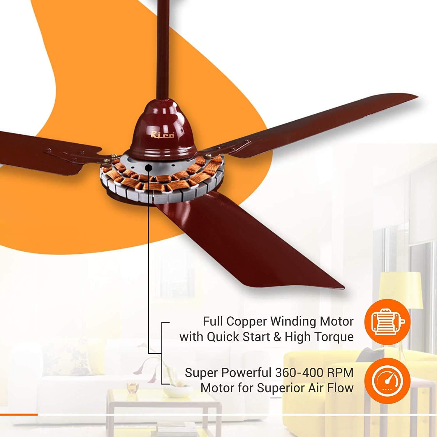 Rico Ceiling Fan CF807 1200mm (Brown) - RIC048– Rico Mauritius