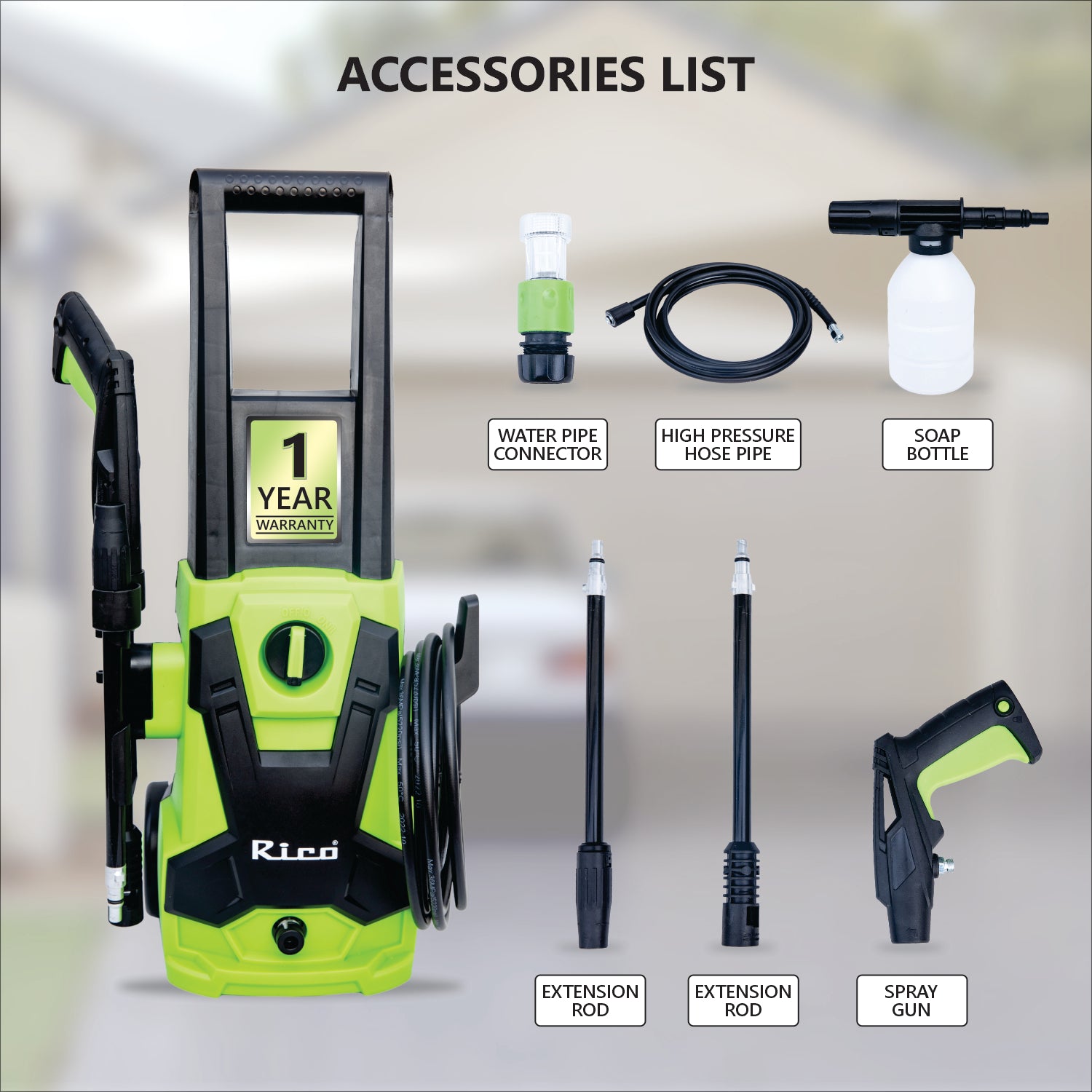 Rico ‎HP2207 High Pressure Washer Professional PowerShot 1700W Powerf Rico Mauritius