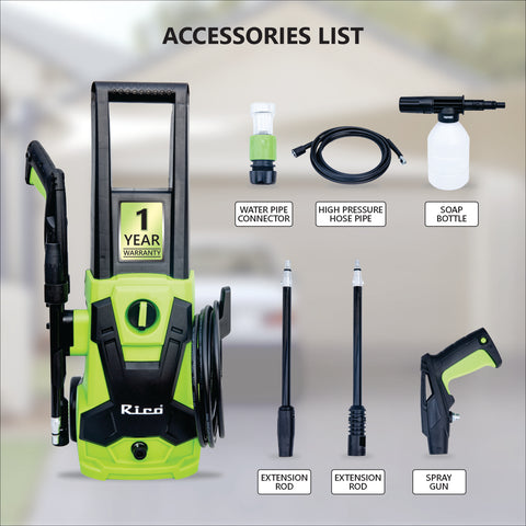 Rico ‎HP-2207 High Pressure Washer Professional PowerShot 1700W Powerful Motor With Self Priming