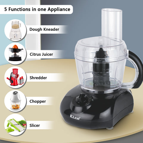 Rico Food Factory Multi function /Atta Kneader/Citrus Juicer with 800 ml Capacity Bowl for Kneading, Chopping, Slicing and Shredding KP103 (Black, 400 Watts) - RIC050