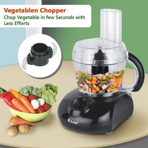 Rico Food Factory Multi function /Atta Kneader/Citrus Juicer with 800 ml Capacity Bowl for Kneading, Chopping, Slicing and Shredding KP103 (Black, 400 Watts) - RIC050