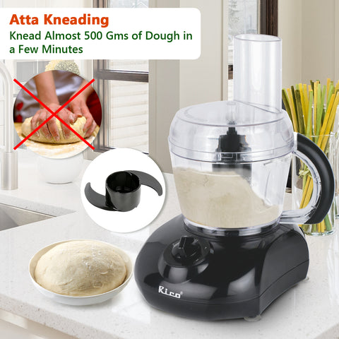 Rico Food Factory Multi function /Atta Kneader/Citrus Juicer with 800 ml Capacity Bowl for Kneading, Chopping, Slicing and Shredding KP103 (Black, 400 Watts) - RIC050