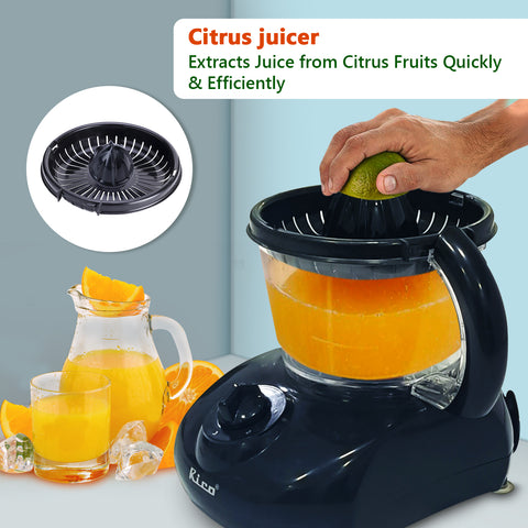 Rico Food Factory Multi function /Atta Kneader/Citrus Juicer with 800 ml Capacity Bowl for Kneading, Chopping, Slicing and Shredding KP103 (Black, 400 Watts) - RIC050