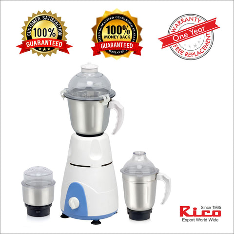 Rico Mixer Grinder MG124 650W Mixer Grinder (3 Jars, White) - RIC064