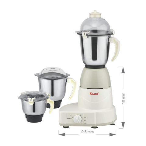 Rico MG601 650W Mixer Grinder (3 Jars, White).