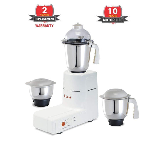 Rico MG828 650W Mixer Grinder with 3 Jars (White) - RIC066
