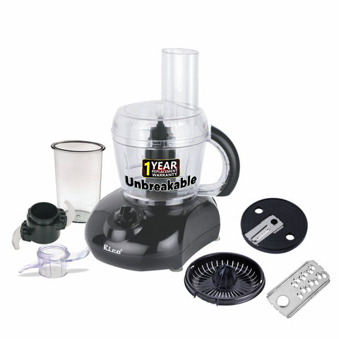 Rico Food Factory Multi function /Atta Kneader/Citrus Juicer with 800 ml Capacity Bowl for Kneading, Chopping, Slicing and Shredding KP103 (Black, 400 Watts) - RIC050