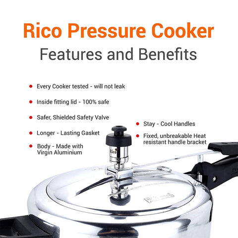 Rico PCIL8 Inner Lid 8 Litres Pressure Cooker (Silver).