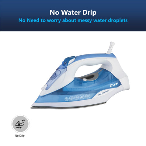 Rico SI2110 2200 Watts Japanese Technology Ideal Temperature Steam Iron With Spray| Burn Free | Press Iron Clothing | Auto Shut-Off | White - RIC106
