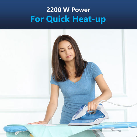 Rico SI2110 2200 Watts Japanese Technology Ideal Temperature Steam Iron With Spray| Burn Free | Press Iron Clothing | Auto Shut-Off | White - RIC106