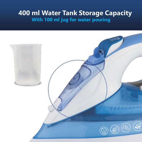 Rico SI2110 2200 Watts Japanese Technology Ideal Temperature Steam Iron With Spray| Burn Free | Press Iron Clothing | Auto Shut-Off | White - RIC106