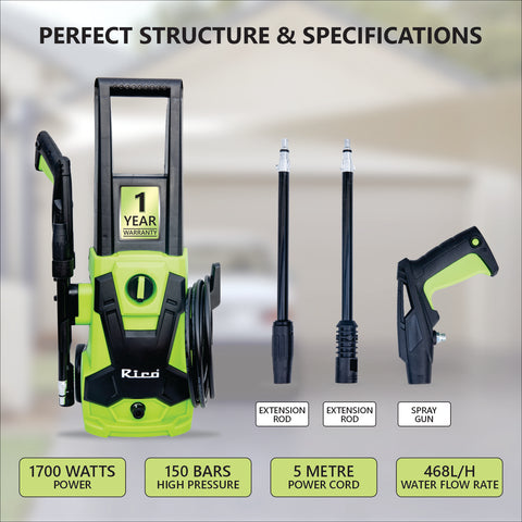 Rico ‎HP-2207 High Pressure Washer Professional PowerShot 1700W Powerful Motor With Self Priming